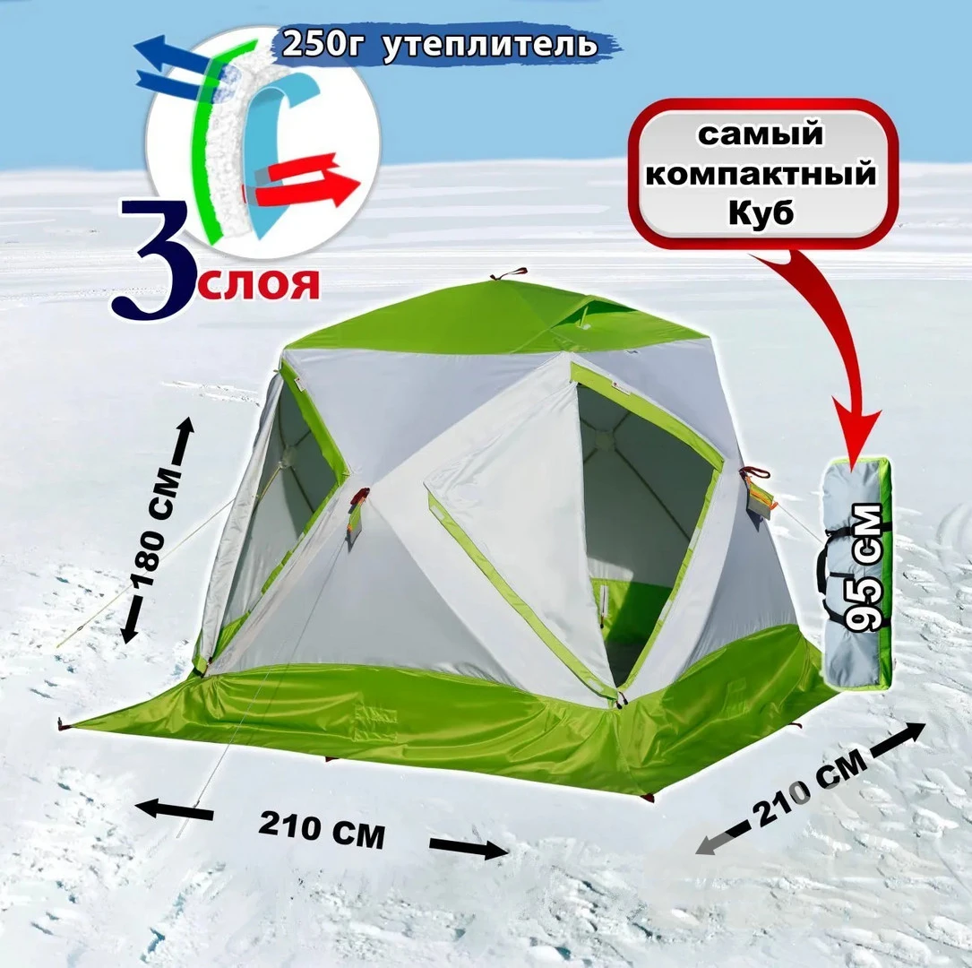 Палатки Зимняя палатка Лотос Куб 3 Компакт Термо (210х210/180 см)