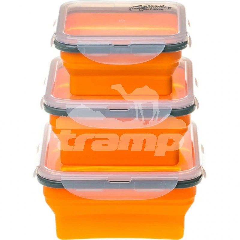 Посуда Набор из 3 силиконовых контейнеров Tramp (оранжевый)