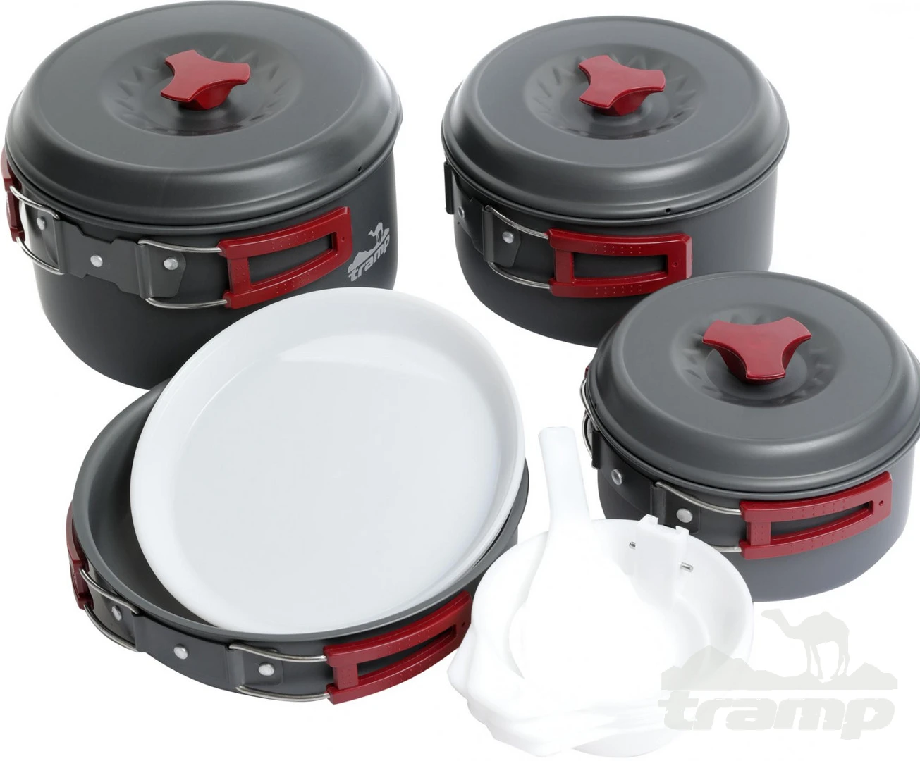 Походная посуда Набор посуды туристической Tramp на 4-5 персон из анодированного алюминия TRC-026