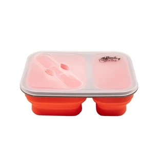 Контейнер силиконовый 2 отсека с ловилкой, 900 мл, TRC-090-orange
