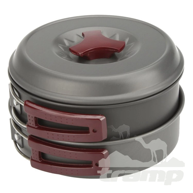 Походная посуда Набор посуды туристической Tramp на 1-2 персоны из анодированного алюминия TRC-025