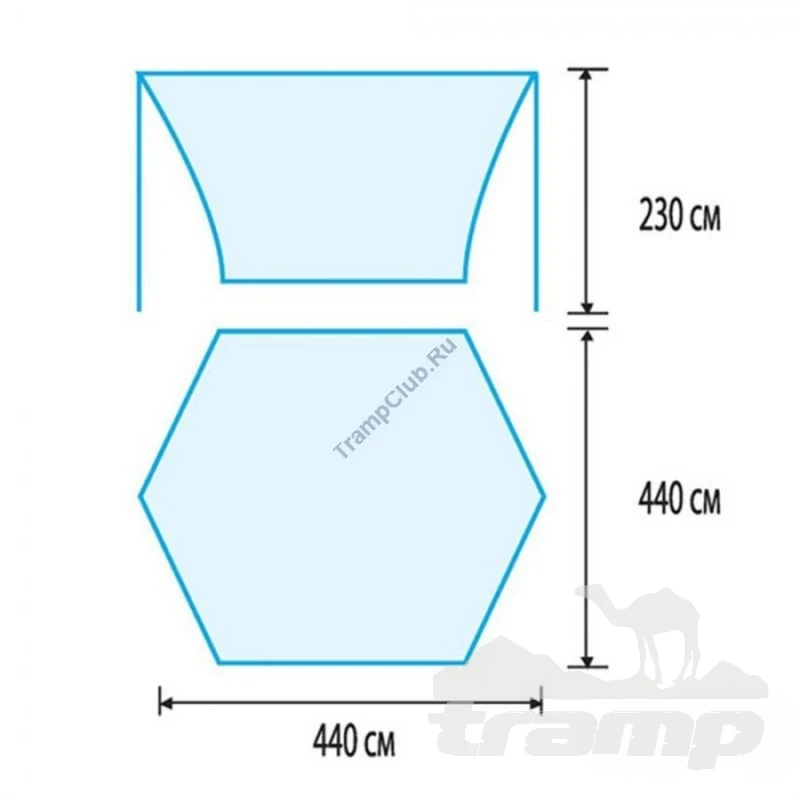 Шатрово-тентовая продукция Тент со стойками TRAMP LITE Blue 4.4х4.4х2.3 м (V2)