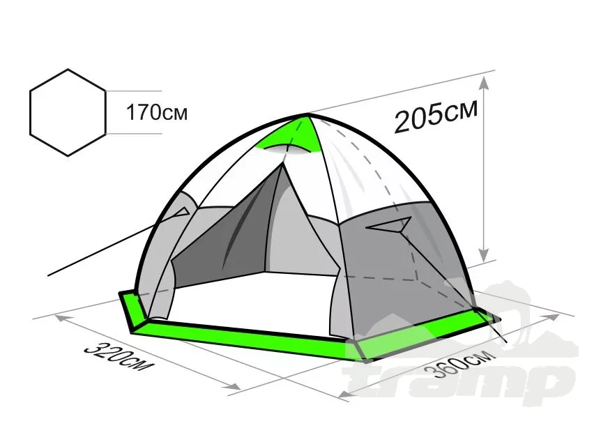 Палатки Всесезонная Универсальная палатка Лотос 5У Шторм (360х320/205 см)