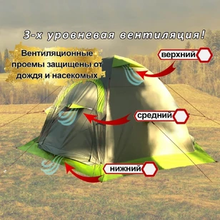 Всесезонная Универсальная палатка Лотос 5У Шторм (360х320/205 см)