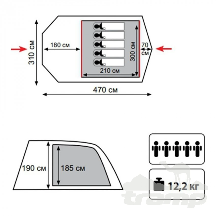 Палатки Палатка Кемпинговая Tramp Baltic Wave 5 (V2)