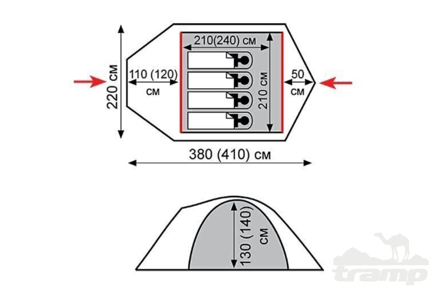 Палатки Палатка Экспедиционная Tramp Mountain 4 Green (V2)
